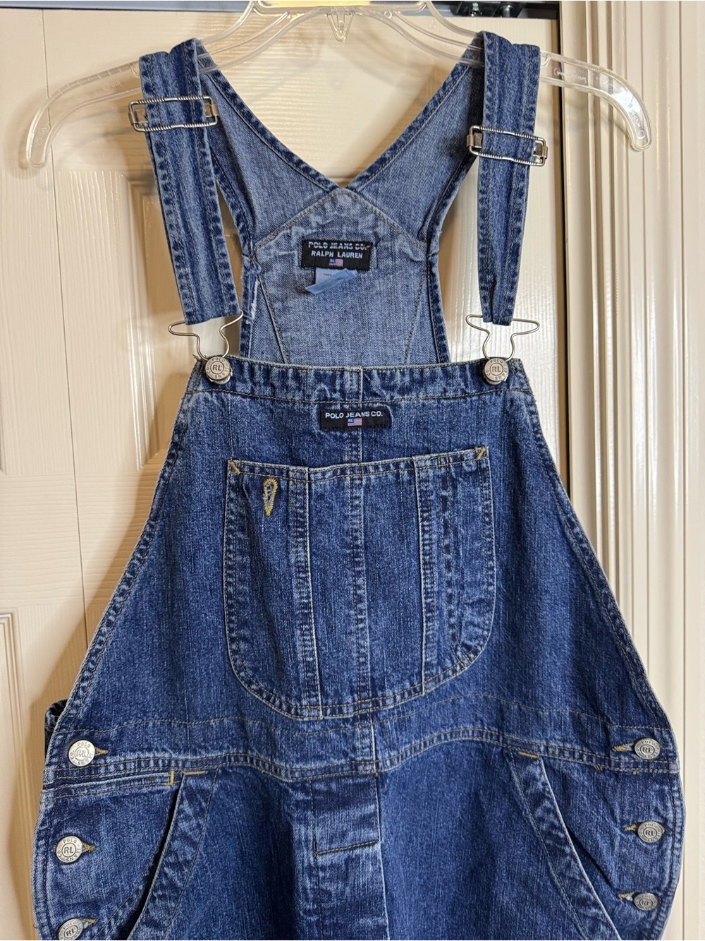 Vintage Polo Jeans Co. Ralph Lauren Denim Men’s Overalls Size Medium Carpenter - Picture 2 of 9